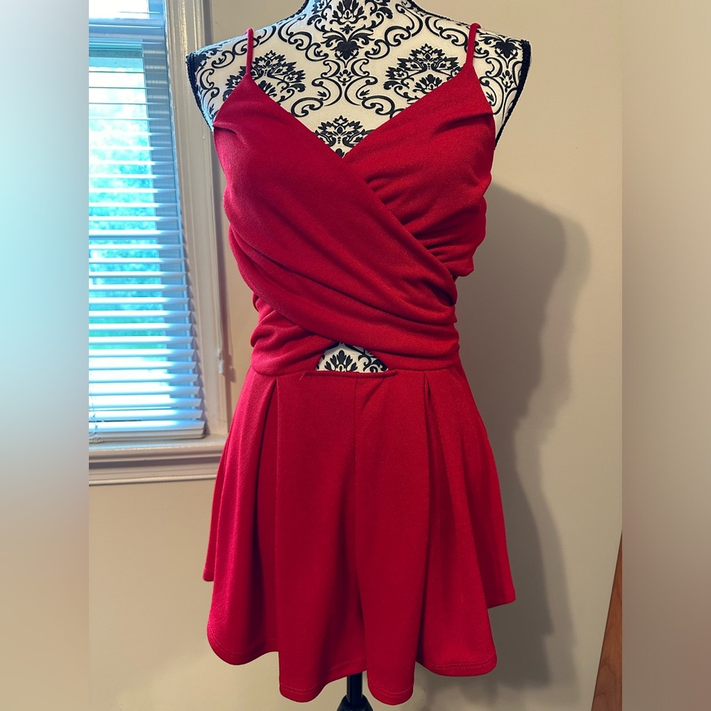NWT FashionNova Red Flowy Romper